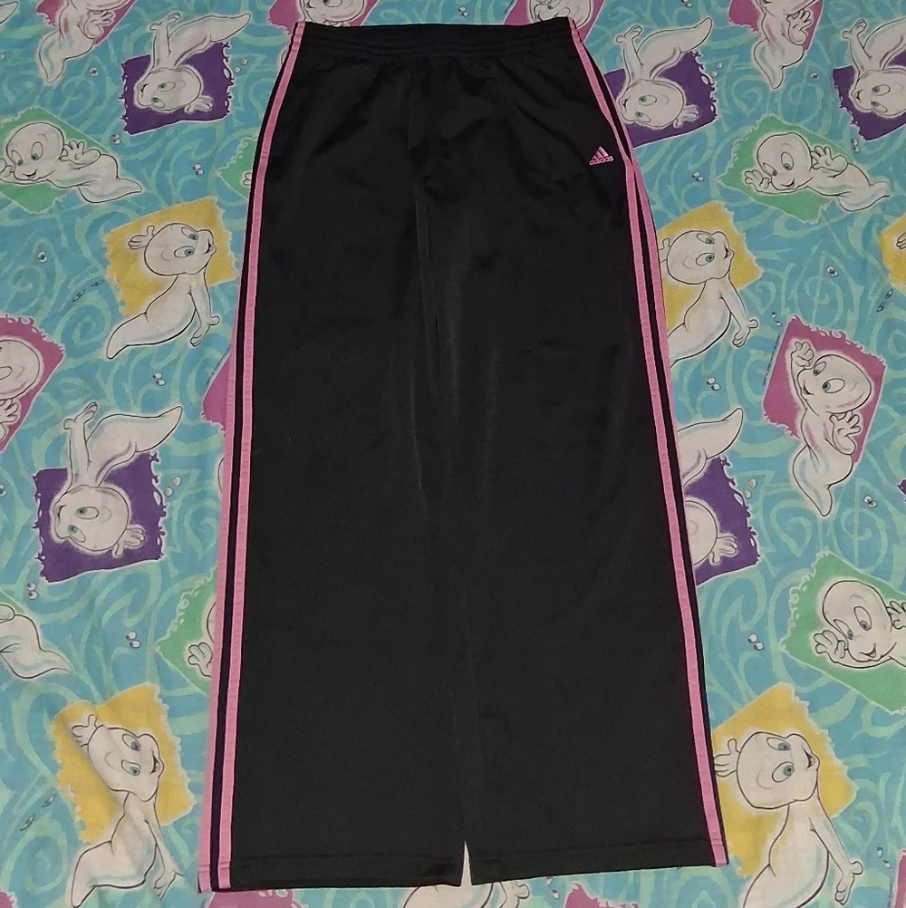 Y2K Adidas Black & Pink Stripes Vintage Track Pants